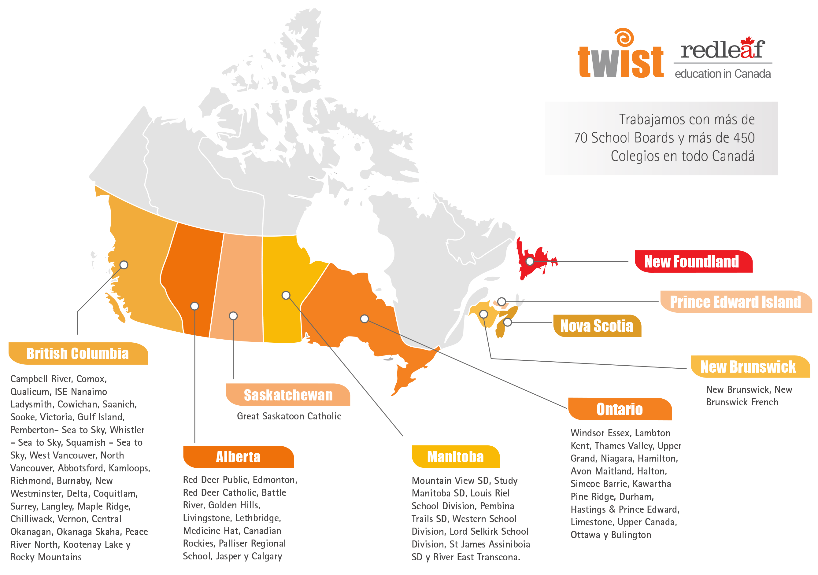 Twist Mapa Colegios en Canada RedLeaf